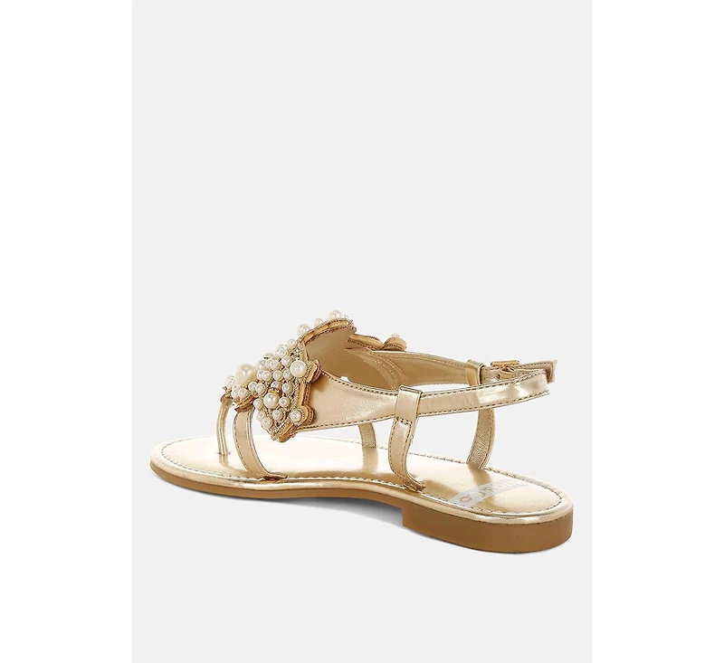 Opazie Metallic Pearl Embellished Flats