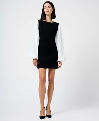 French Connection Women's Mixed Media Round Neck Mini Dress