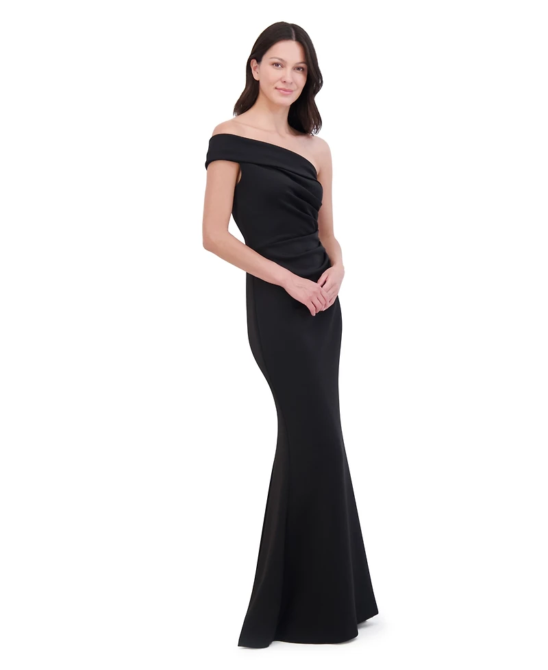 Eliza J Women's Asymmetric-Neck Side-Pleat Scuba Gown