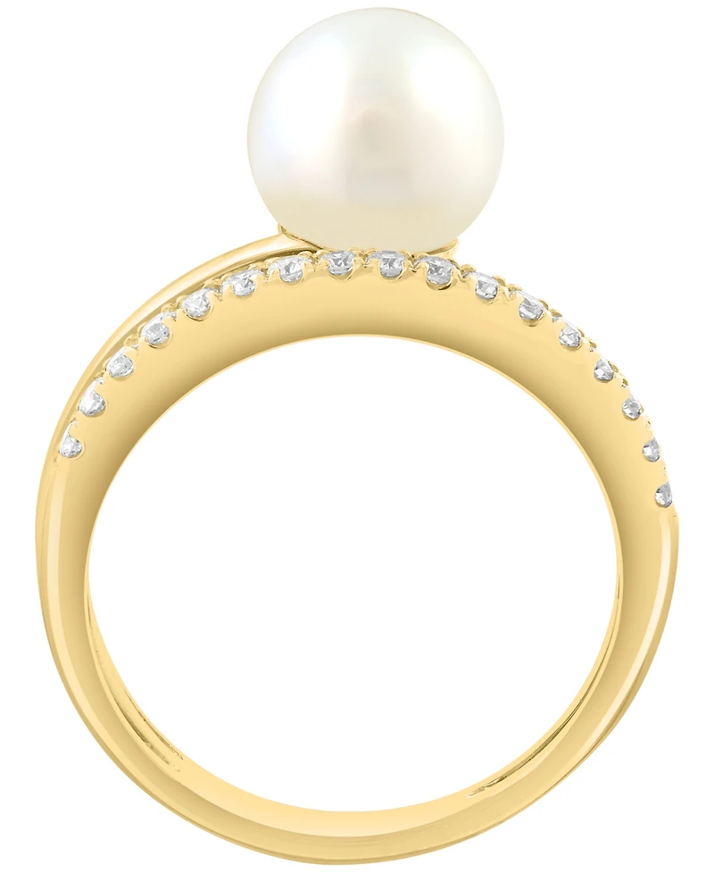 Effy Collection Freshwater Pearl (8mm) and Diamond Ring (1-1/2 ct. t.w.) in 14K Yellow Gold