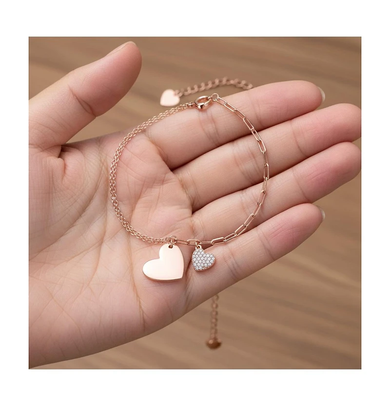 GiGiGirl Cubic Zirconia Adjustable Heart Charm Bracelet