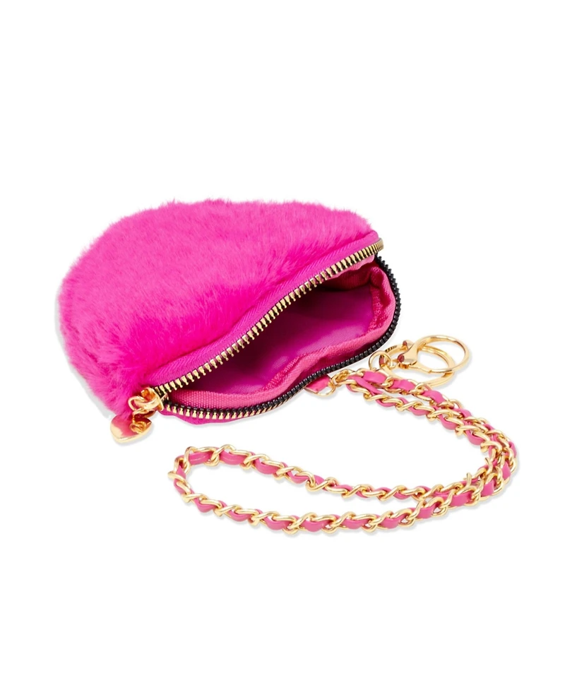 Zomi Gems Girls Fuzzy Heart Wristlet Coin Purse, Hot Pin k