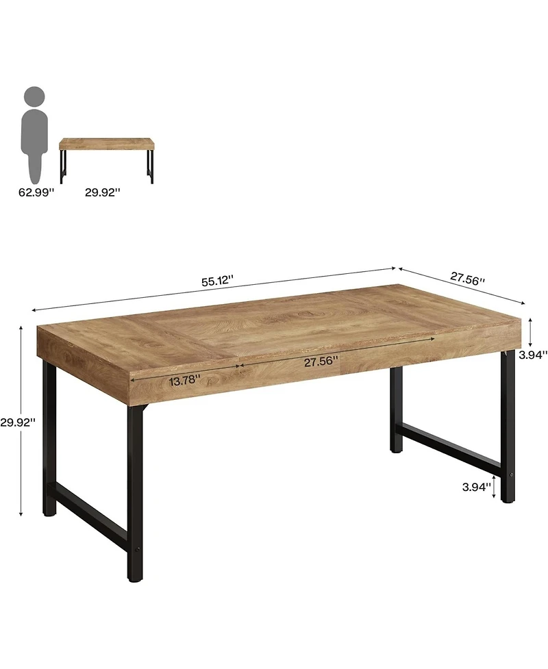 Tribesigns 55" Industrial Executive Desk, Rustic Simple Computer Laptop Desk, Study Writing Table Business Workstation
