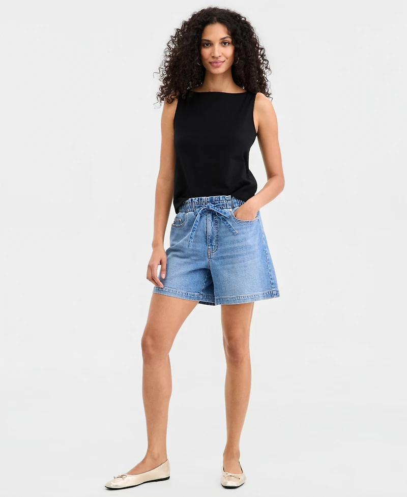 On 34th Women's High-Rise Paperbag-Waist Jean Shorts, Macy's Exclusive