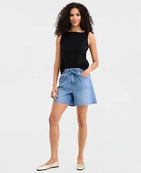 On 34th Women's High-Rise Paperbag-Waist Jean Shorts, Macy's Exclusive