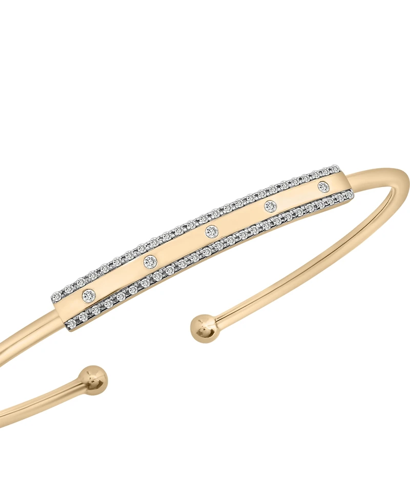 Wrapped Diamond Bangle Bracelet (1/4 ct. t.w.) in 10K Yellow Gold