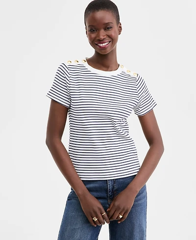 On 34th Women's Knit Short-Sleeve Button-Shoulder Top, Macy's Exclusive