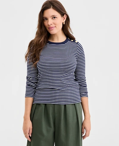 On 34th Women's Knit Long-Sleeve Button-Shoulder Top, Macy's Exclusive