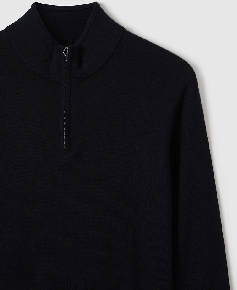 Reiss Men's Merino Wool Half-Zip Funnel Neck Sweater
