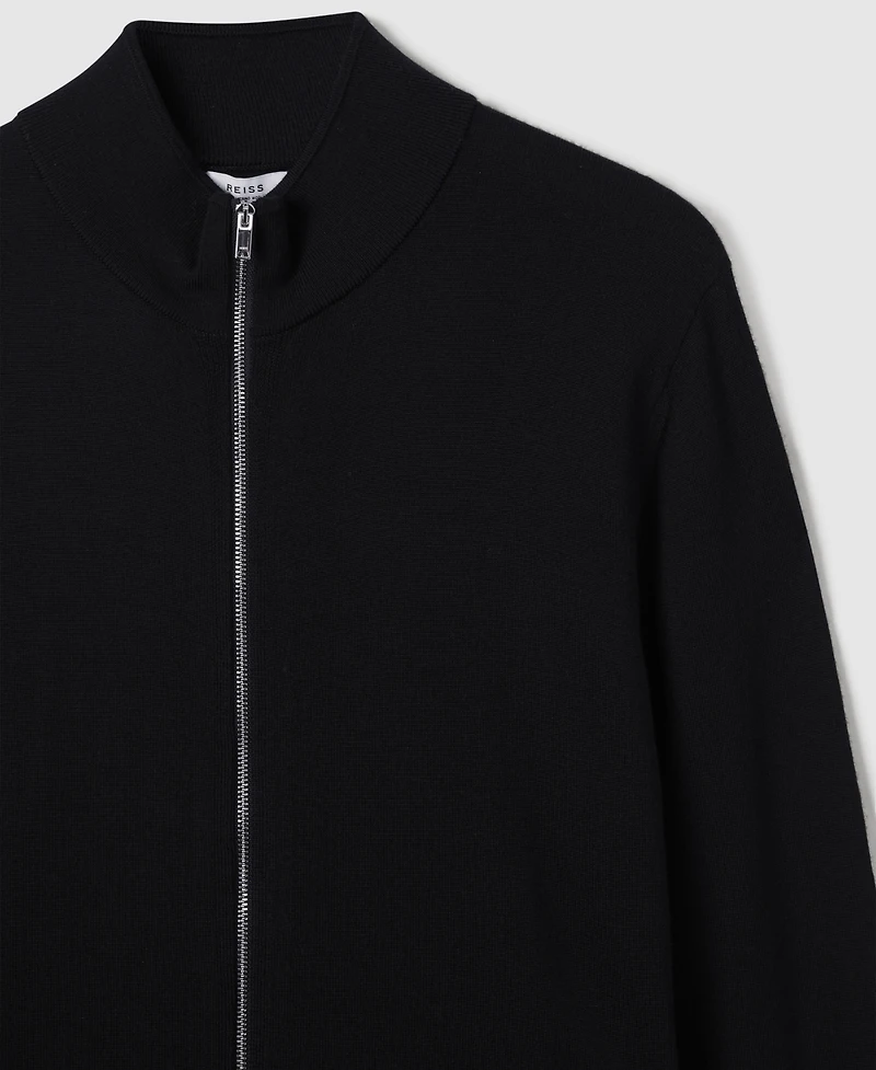 Reiss Men's Merino Wool Funnel-Neck Cardigan