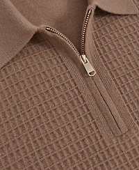 Reiss Men's Wool Waffle-Knit Half-Zip Polo Shirt
