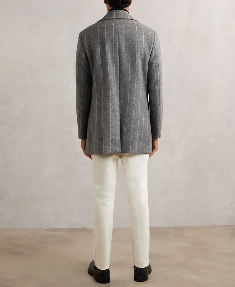 Reiss Men's Wool-Blend Chalk-Stripe Pea Coat