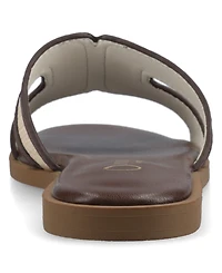 Journee Collection Womens Primah "H" Band Medium and Wide Width Slip On Flat Sandals
