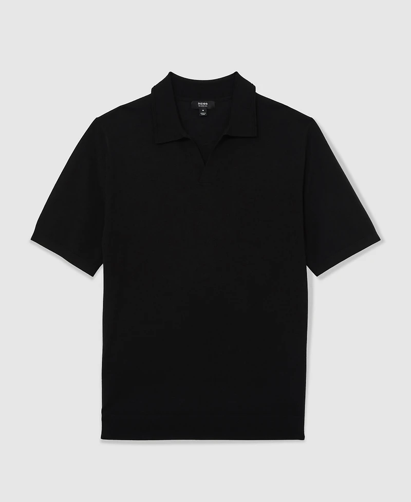 Reiss Men's Merino Wool Open Collar Polo Shirt