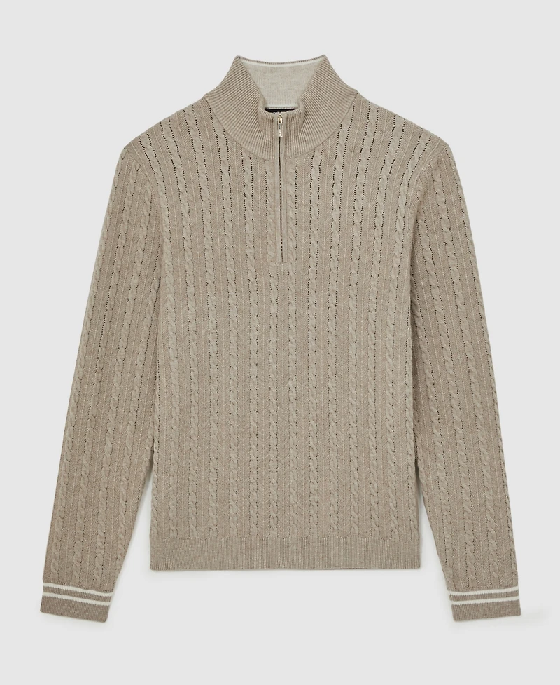 Reiss Men's Half-Zip Cable-Knit Wool Sweater