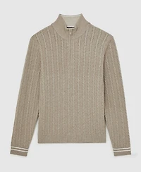 Reiss Men's Half-Zip Cable-Knit Wool Sweater