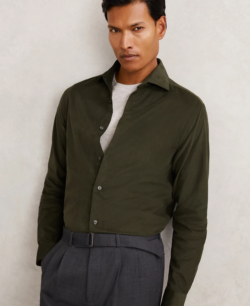 Reiss Men's Cotton Corduroy Cutaway-Collar Shirt