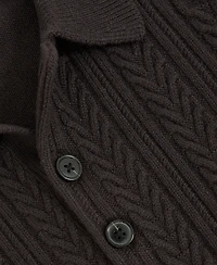 Reiss Men's Half-Button Cable-Knit Wool Shirt