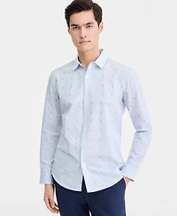 Alfani Men's Long-Sleeve Cotton Faded Geo Shirt, Macy's Exclusive