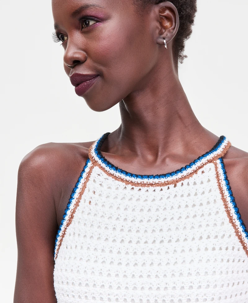 I.n.c. International Concepts Women's Sleeveless Crochet Striped Sweater Dress, Macy's Exclusive