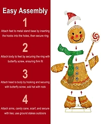 Puleo International 47" Pre-Lit Outdoor Gingerbread Woman Christmas Holiday Decor