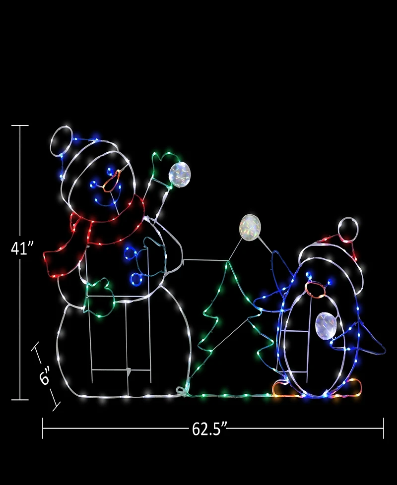 Puleo International 3.5' Snowman with Penguin Outdoor Christmas Decor