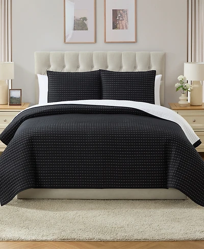 Vcny Home Embroidered Pick Stitch Microfiber 3-Pc. Quilt Set