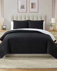 Vcny Home Embroidered Pick Stitch Microfiber 3-Pc. Quilt Set