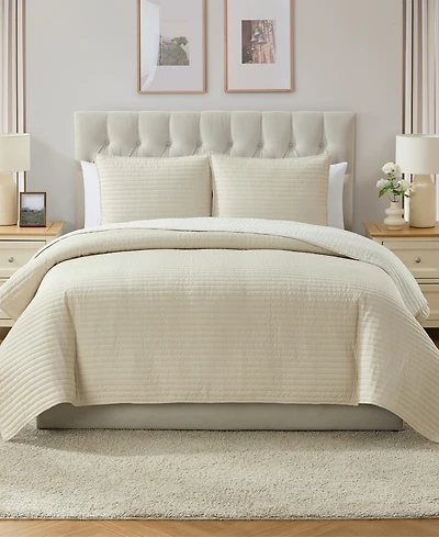 Vcny Home Embroidered Pick Stitch Microfiber 3-Pc. Quilt Set, Full/Queen