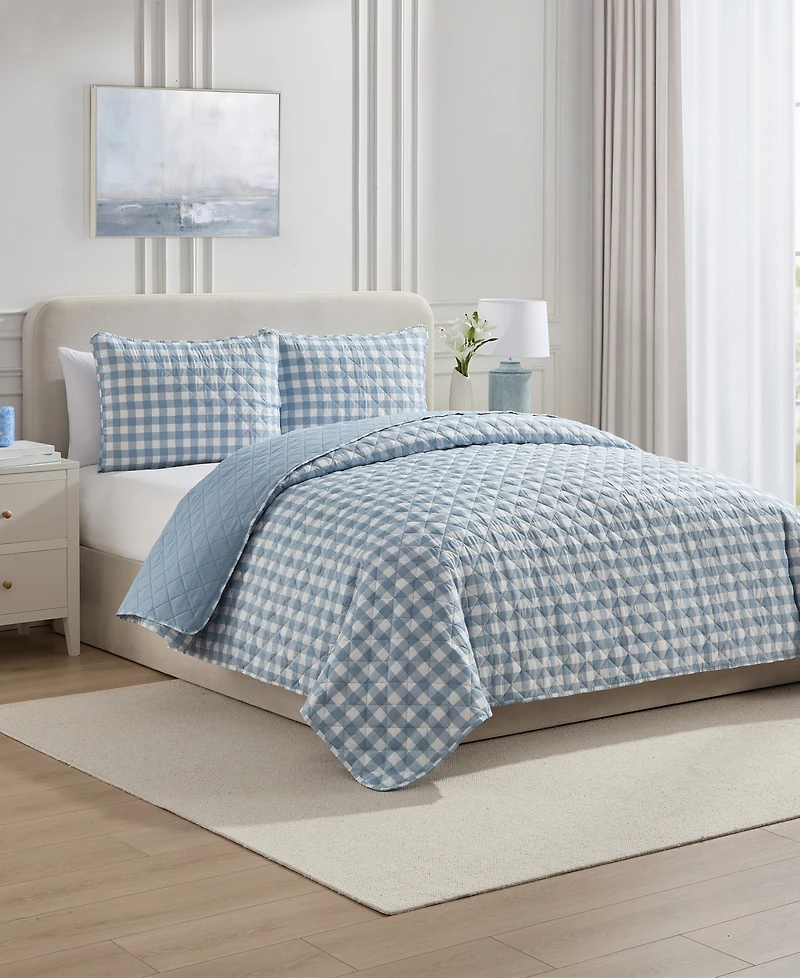 Vcny Home Gingham Microfiber 2-Pc. Quilt Set, Twin