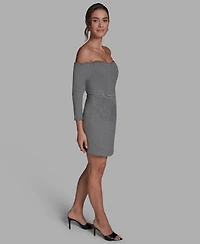 Bcbg Women's Stripe Ottoman Off Shoulder Sheath Dress