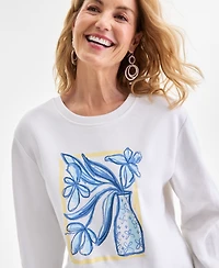 Style & Co Petite Vase Graphic Pull-On Sweatshirt, Macy's Exclusive