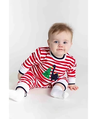 Florence Eiseman Baby Boys Stripe Knit Longall With Dino And Chistmas Tree