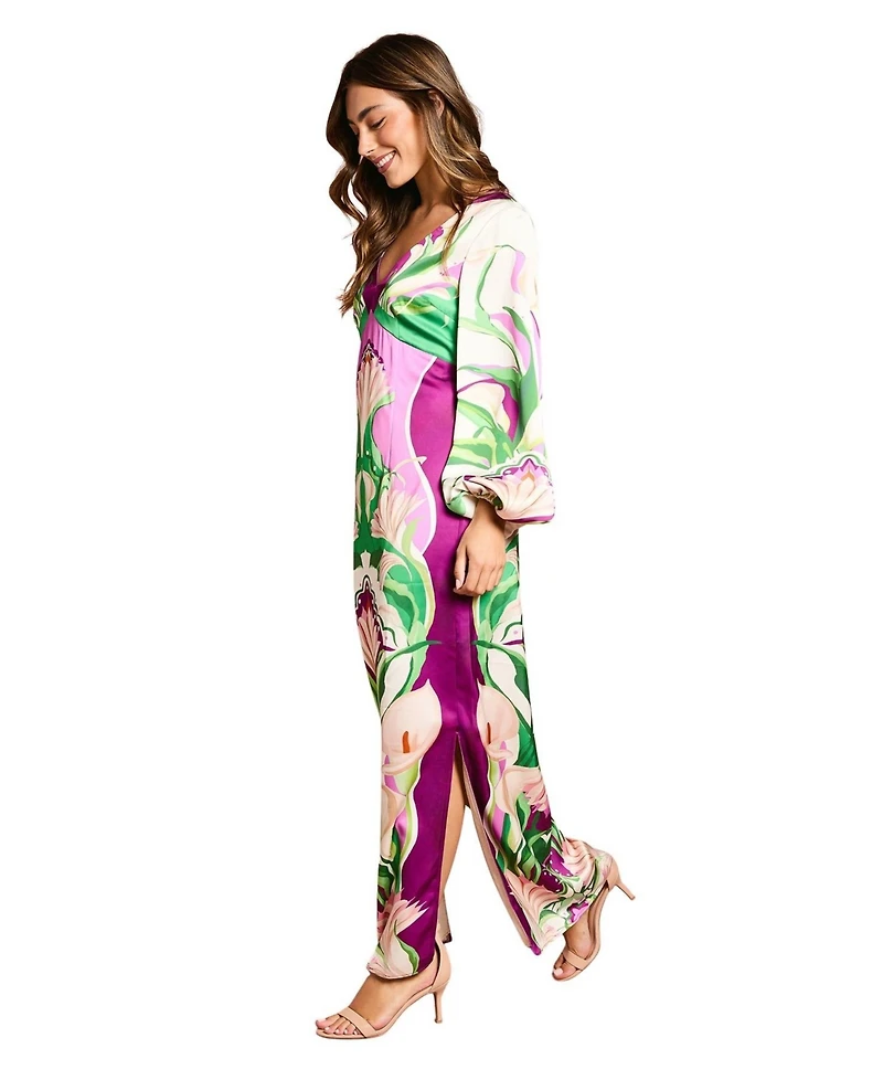Coast Women's Long Sleeve Placement Print Midi Dress