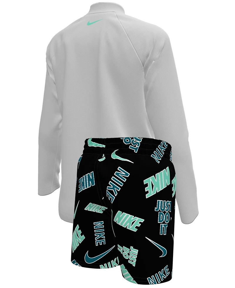 Nike Boys 4-7 Outline Rash Guard Top and Shorts, 2-Piece Set