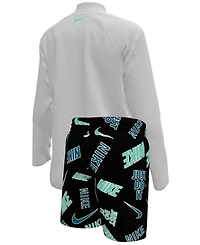 Nike Boys 4-7 Outline Rash Guard Top and Shorts, 2-Piece Set