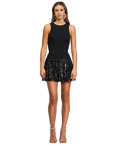 Rachel Roy Women's Lindy Sequin Scoop Neck Mini Dress