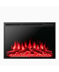 Sugift 37 Inch Electric Fireplace Recessed with Adjustable Flames