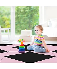 Sugift 8 Feet Pu Leather Folding Gymnastics Mat with Hook and Loop Fasteners
