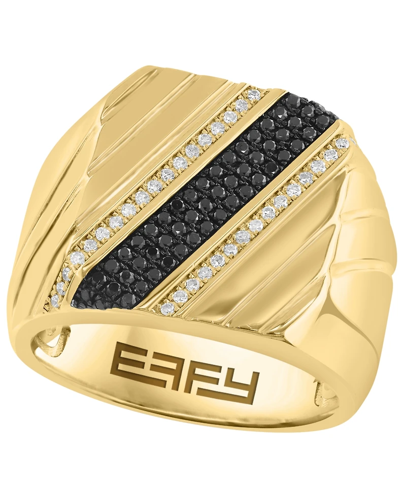 Effy Collection Men's Diamond (3/8 ct. t.w.) Ring in Gold over Silver