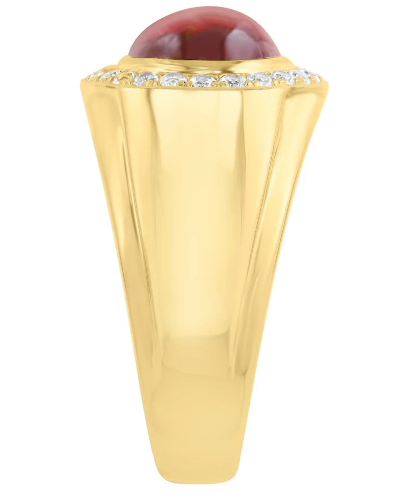 Effy Collection Men's Garnet (4-3/4 ct. t.w.) and White Zircon Ring (5/8 ct. t.w.) in Gold over sterling Silver