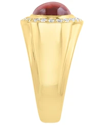 Effy Collection Men's Garnet (4-3/4 ct. t.w.) and White Zircon Ring (5/8 ct. t.w.) in Gold over sterling Silver