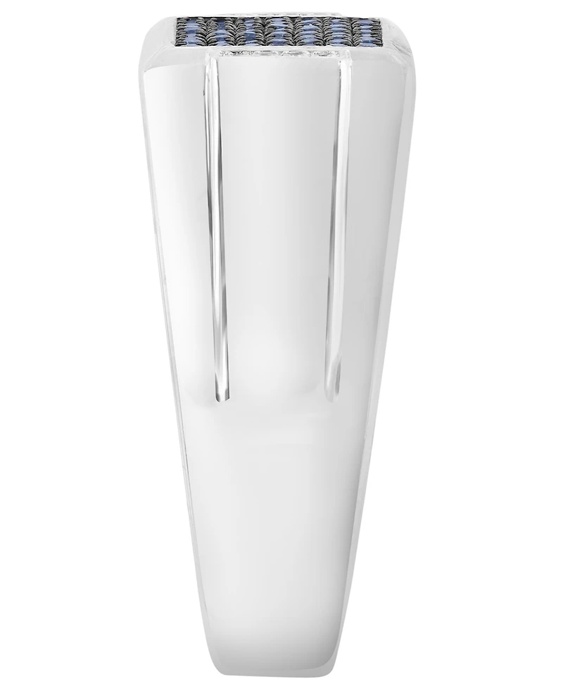 Effy Collection Men's White and Blue Diamond Ring (2/3 ct. t.w.) in Sterling Silver