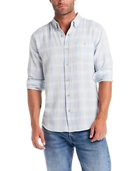 Weatherproof Vintage Men's Long Sleeve Washed Herringbone Plaid Shirt