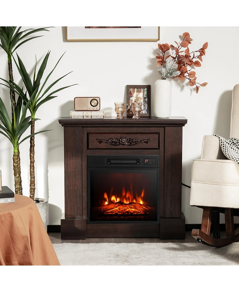 1400W Tv Stand Electric Fireplace Mantel with Remote Control