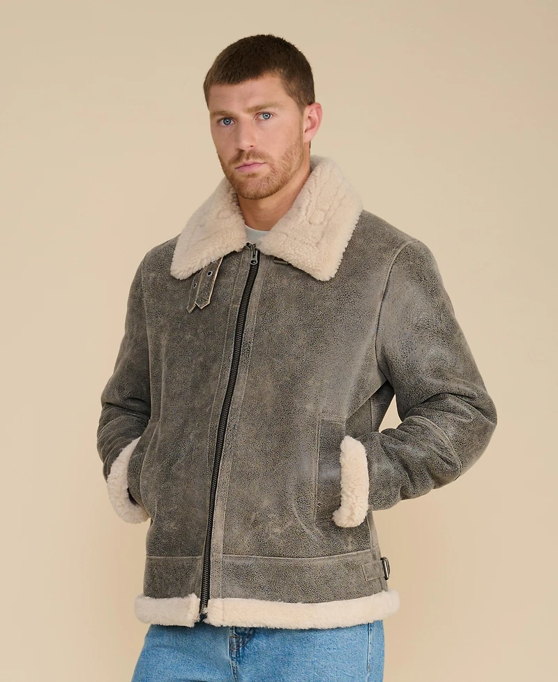 Furniq Uk Men's Aviator Jacket, Grey.