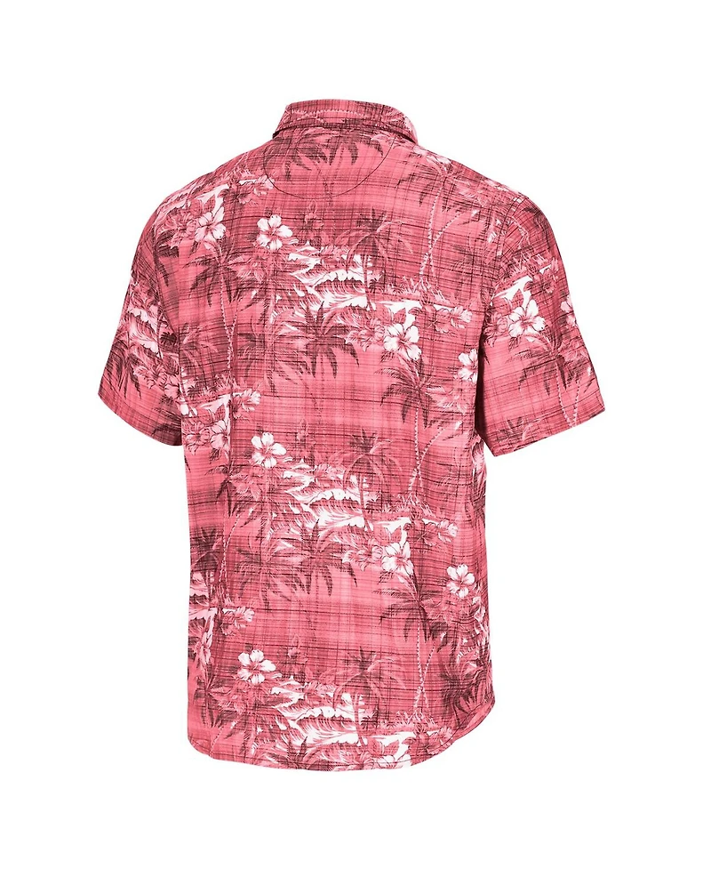 Tommy Bahama Men's Crimson Alabama Tide Coconut Point Palmetta IslandZone Camp Button-Up Shirt
