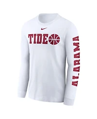 Nike Men's White Alabama Crimson Tide Basketball Icon Two-Hit Long Sleeve T-Shirt