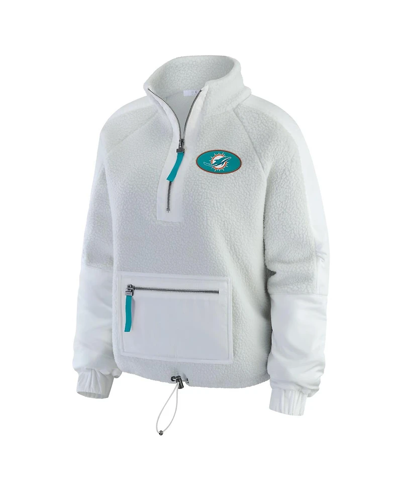 Wear by Erin Andrews Women's White Miami Dolphins Polar Fleece Half-Zip Jacket
