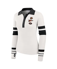 Wear by Erin Andrews Women's White Cincinnati Bengals Ribbed Henley Polo Shirt